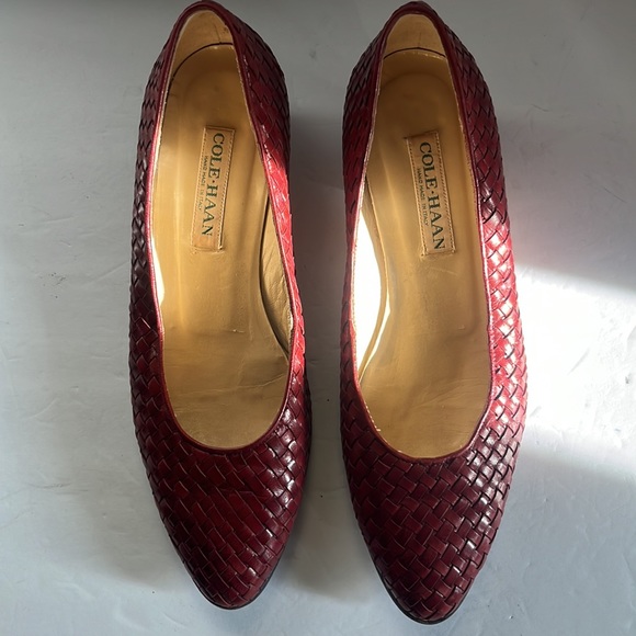 COLE HAAN Cognac tan leather woven slip on Handmade in Italy - Picture 3 of 8